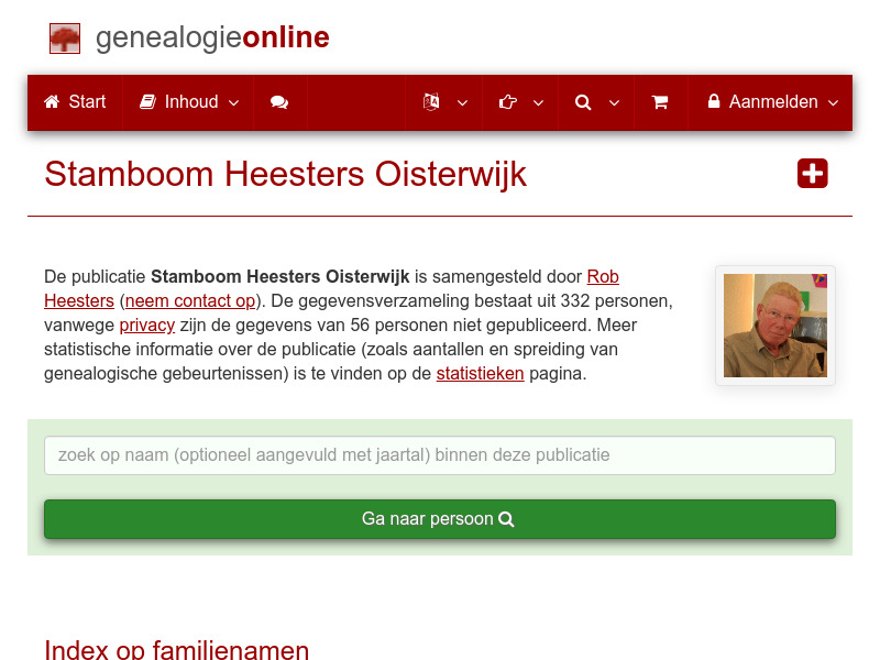 Screenshot van website