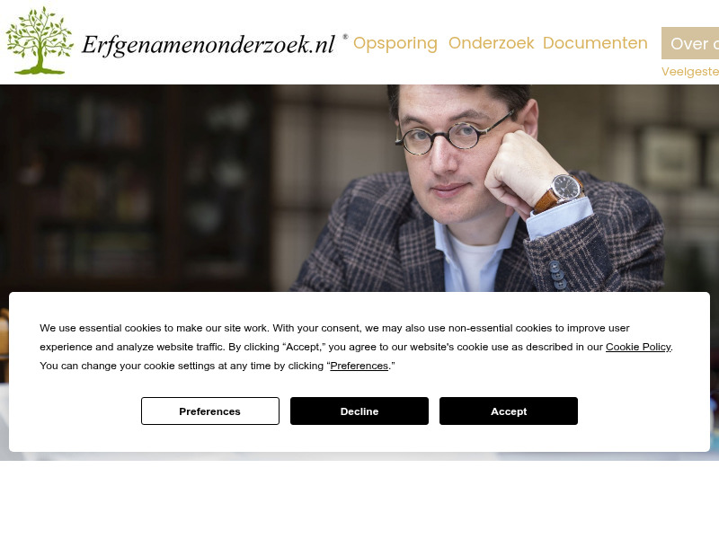 Screenshot van website