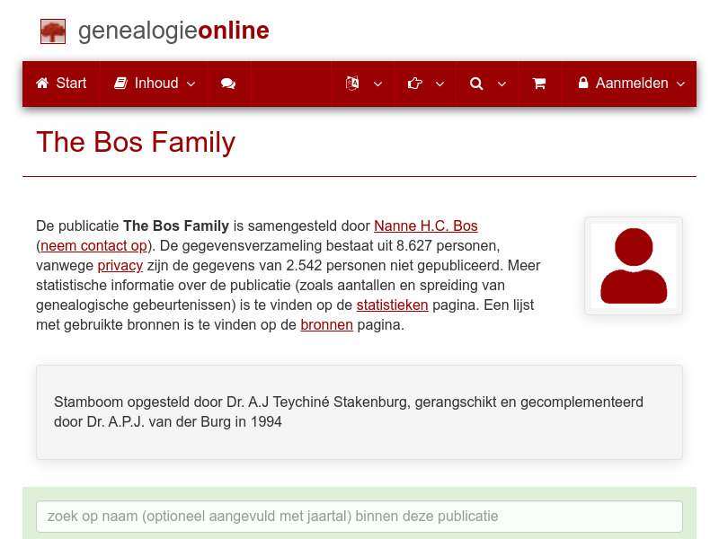 Screenshot van website