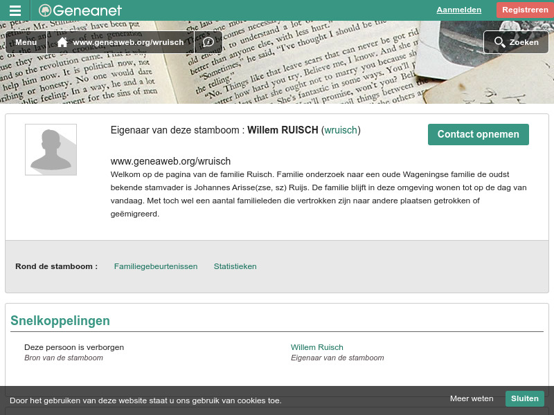 Screenshot van website
