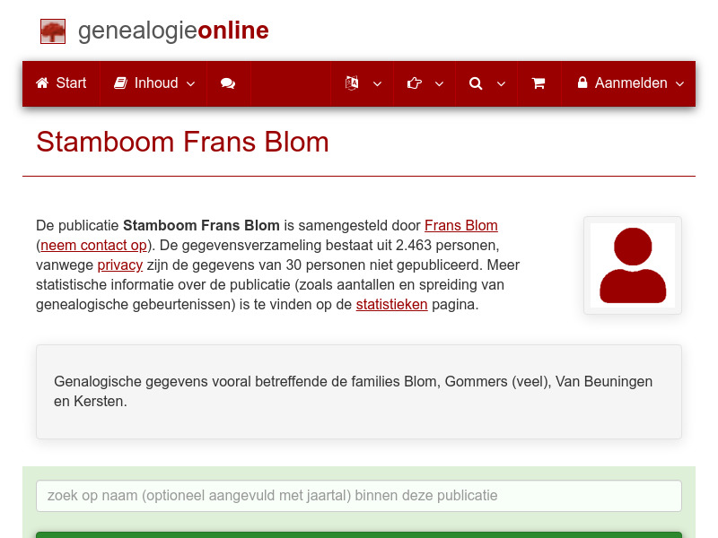 Screenshot van website