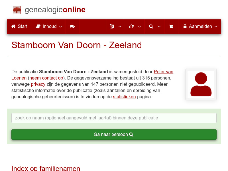 Screenshot van website