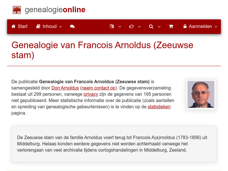 Screenshot van website