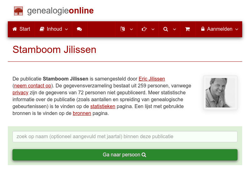 Screenshot van website