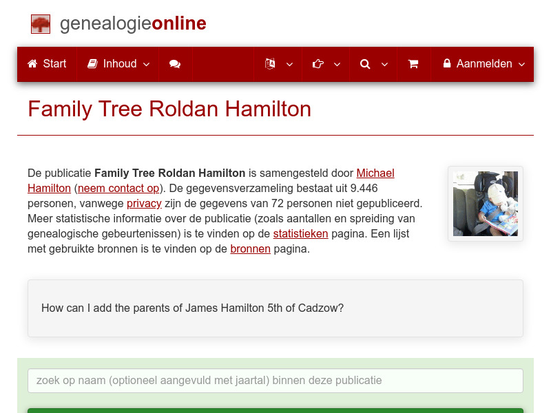 Screenshot van website