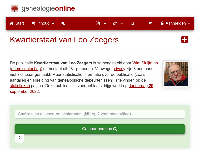 Screenshot van website