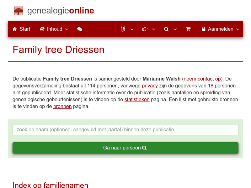 Screenshot van website