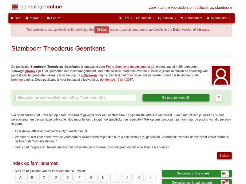 Screenshot van website