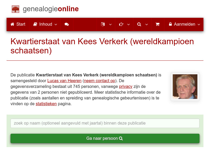 Screenshot van website