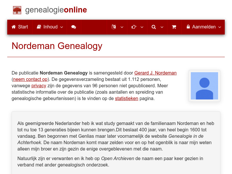 Screenshot van website