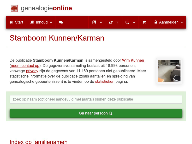 Screenshot van website