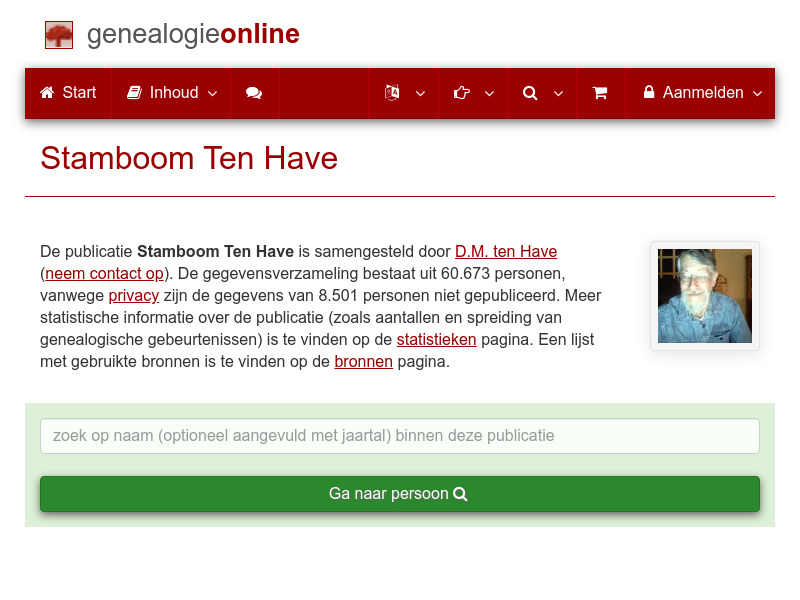 Screenshot van website