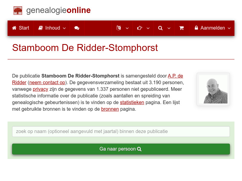 Screenshot van website
