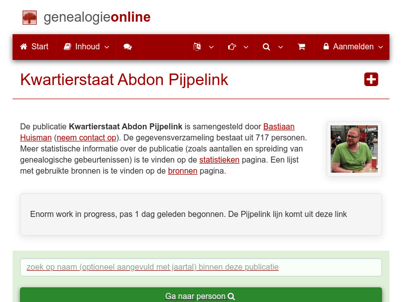 Screenshot van website