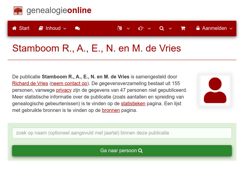Screenshot van website