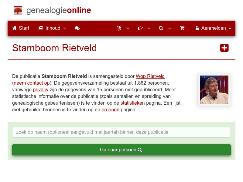 Screenshot van website