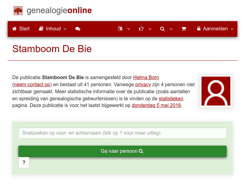 Screenshot van website