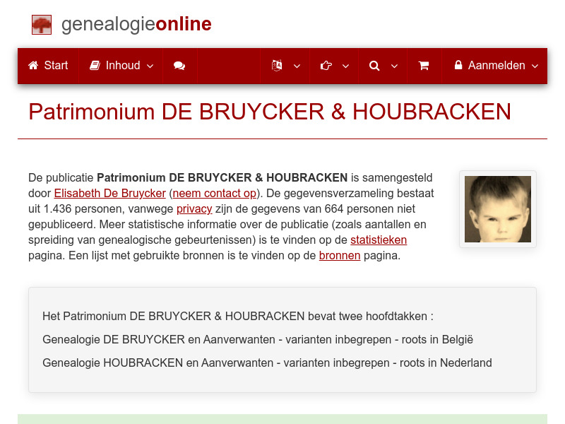 Screenshot van website
