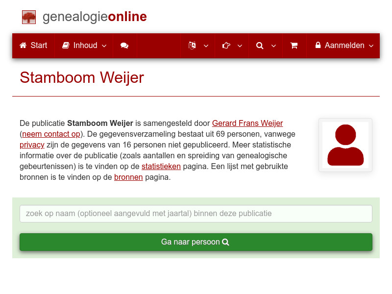 Screenshot van website