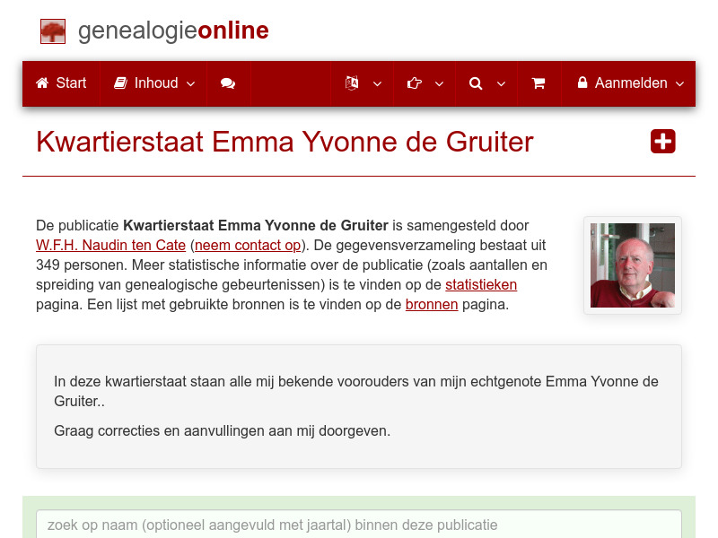 Screenshot van website