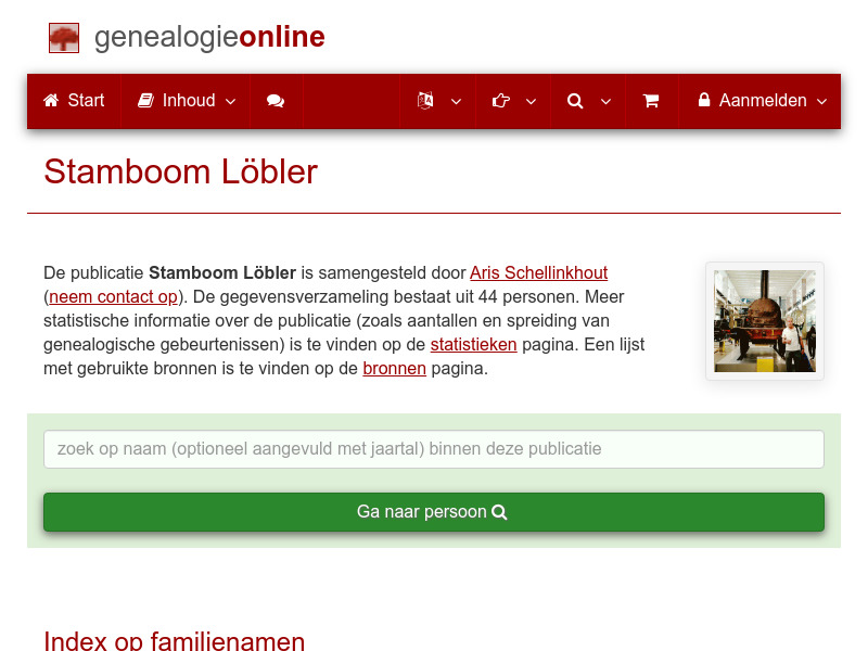 Screenshot van website