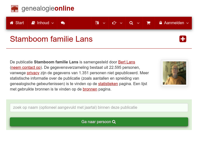 Screenshot van website