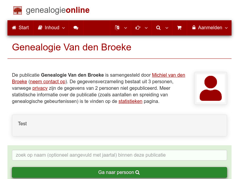 Screenshot van website