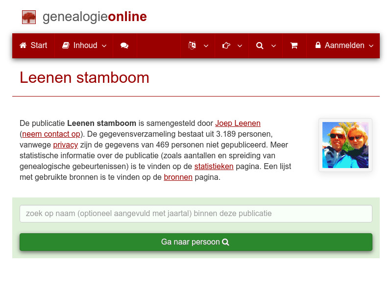 Screenshot van website