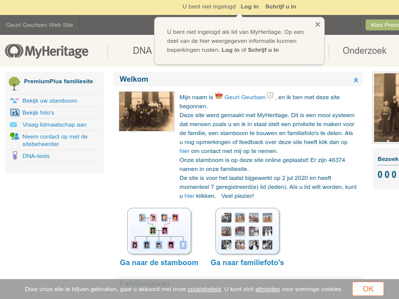Screenshot van website