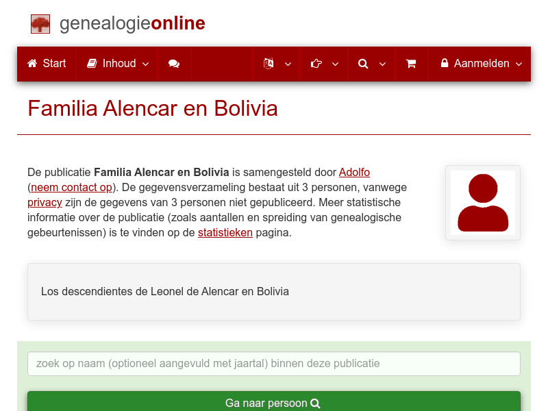 Screenshot van website