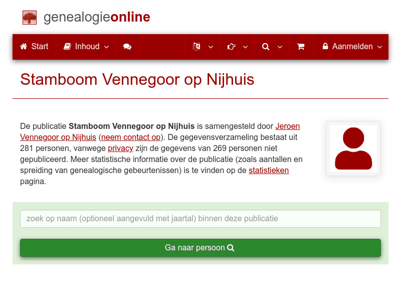 Screenshot van website