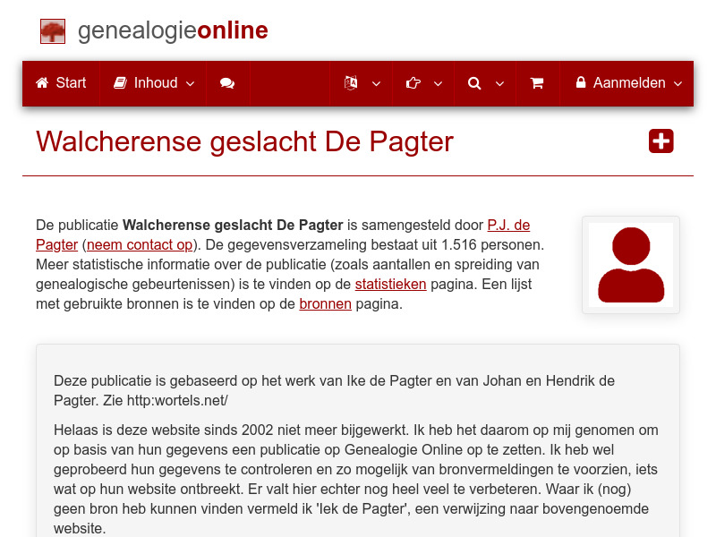 Screenshot van website