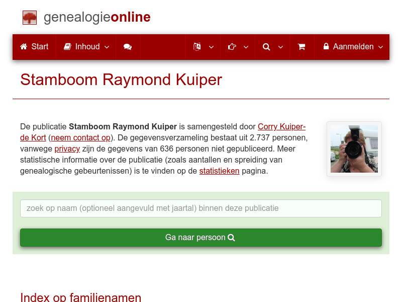 Screenshot van website