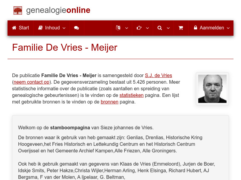 Screenshot van website