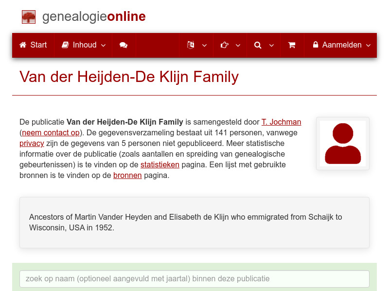 Screenshot van website