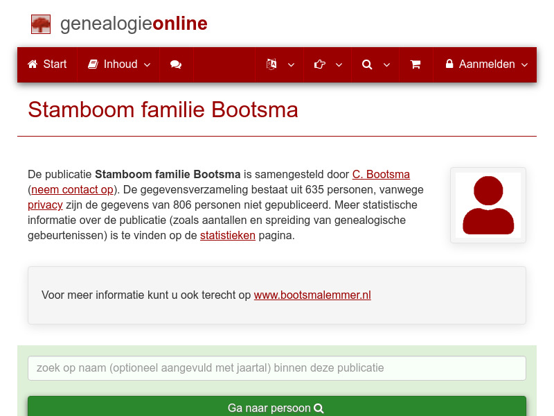 Screenshot van website