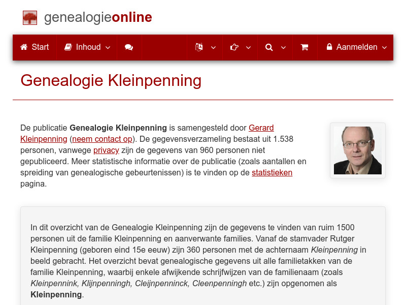 Screenshot van website