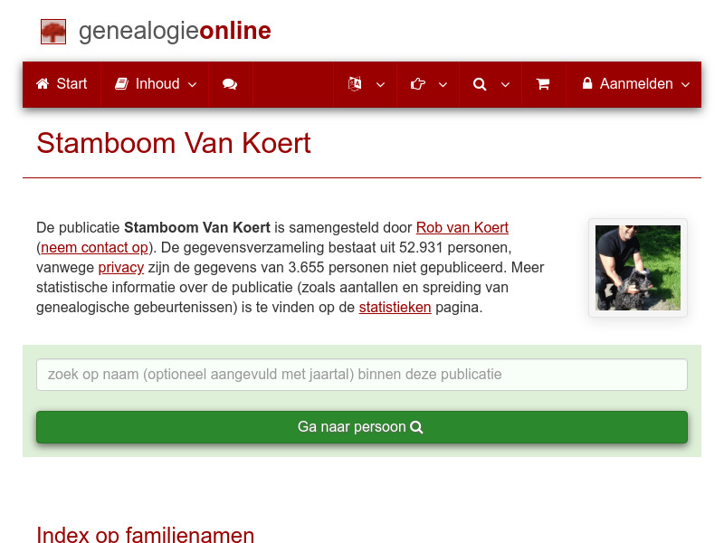 Screenshot van website