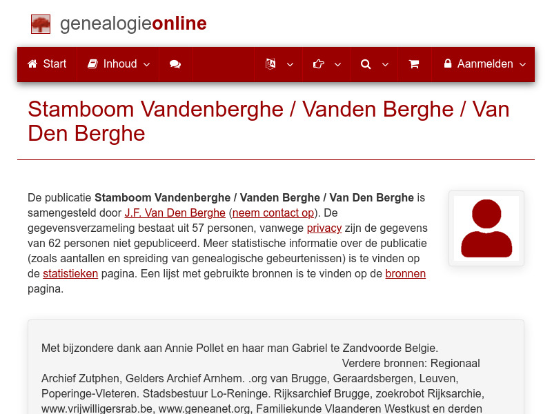 Screenshot van website