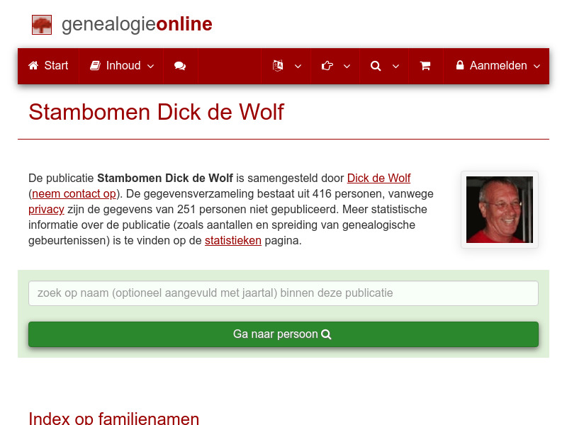 Screenshot van website