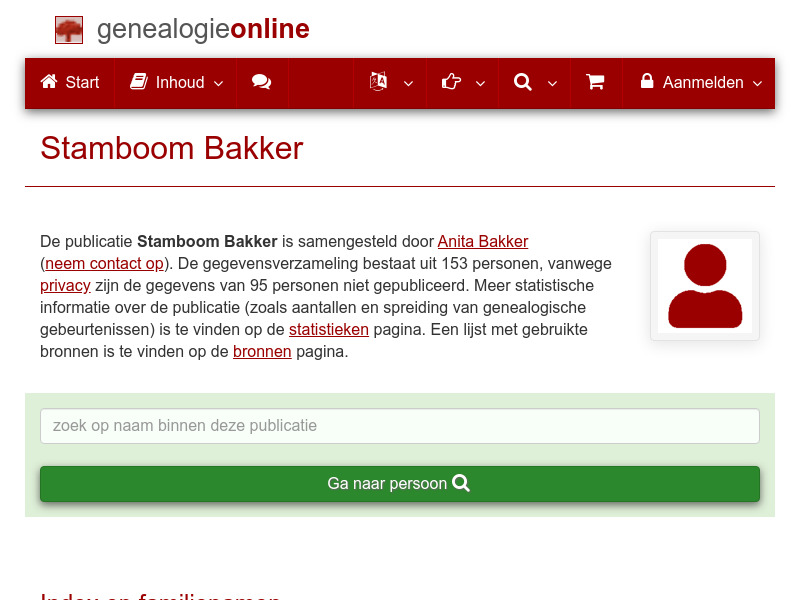 Screenshot van website