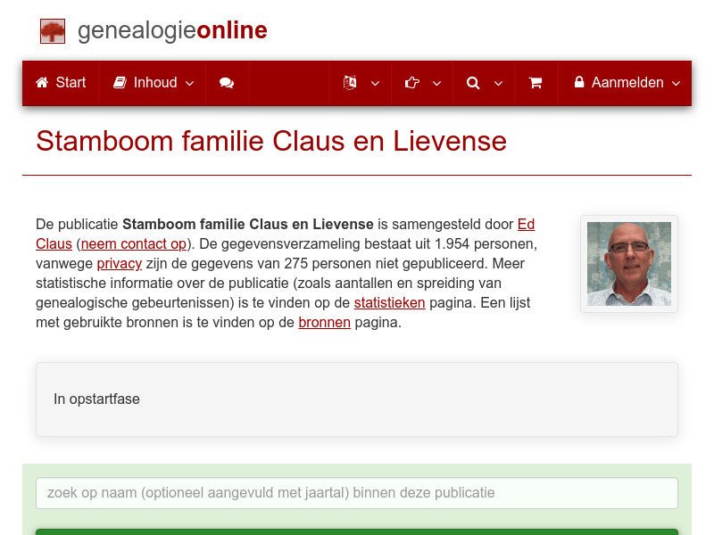 Screenshot van website