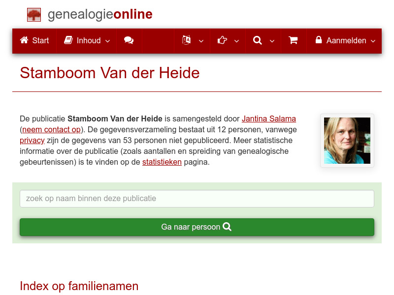 Screenshot van website