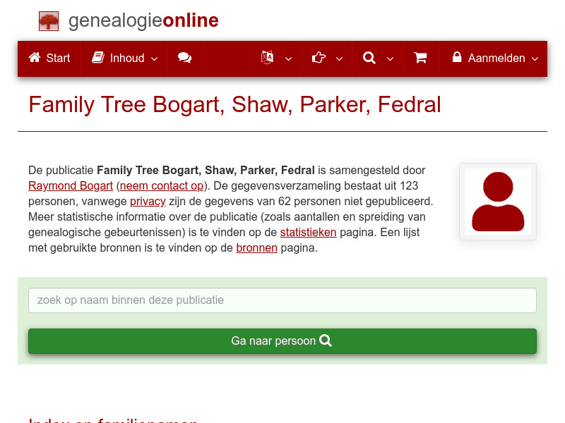Screenshot van website
