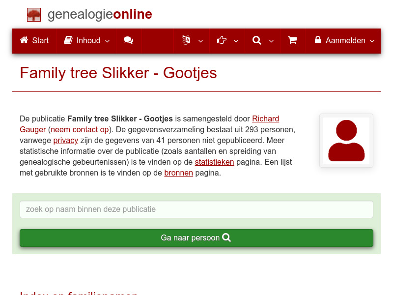 Screenshot van website
