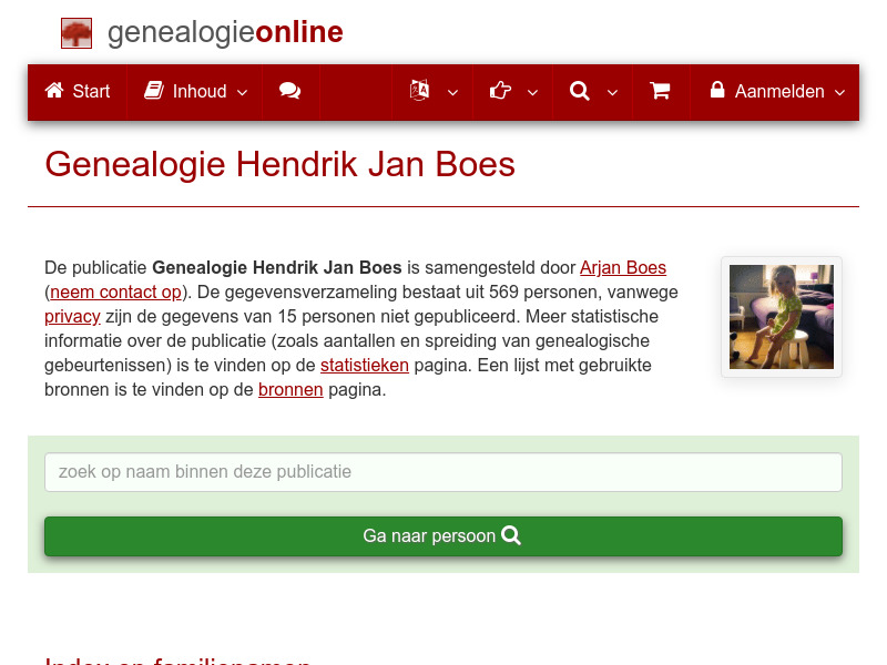 Screenshot van website