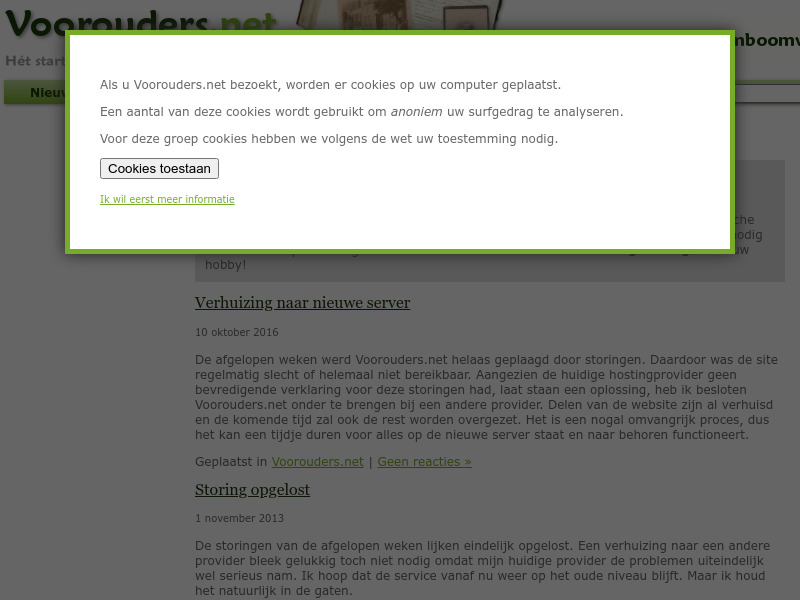 Screenshot van website