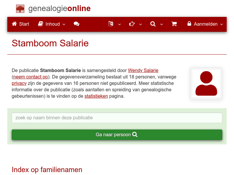 Screenshot van website