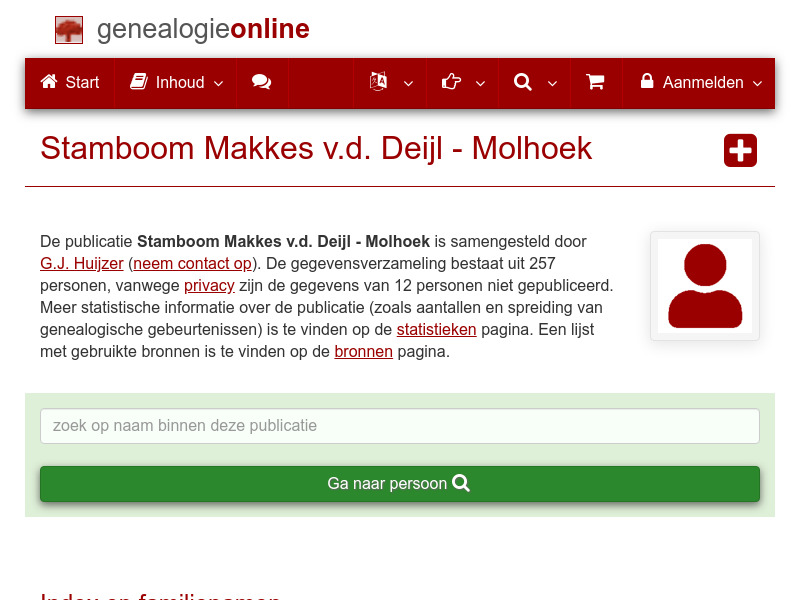 Screenshot van website