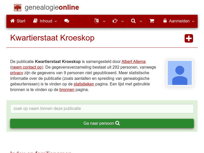 Screenshot van website